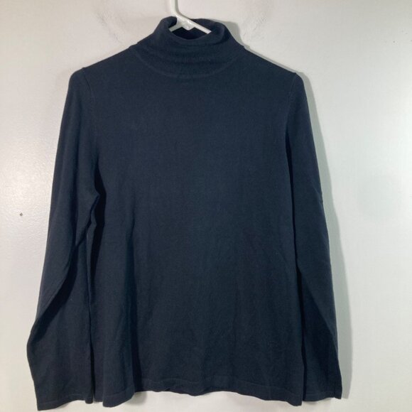 Womens Joan Rivers Turtleneck Sweater Cotton Cashmere Black M Long Sleeve - Picture 1 of 8